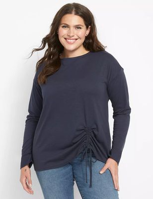 Classic Long-Sleeve Boatneck Tee With Adjustable Drawcord