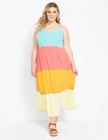 Sleeveless Colorblock Midi Dress