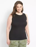 Fitted High-Neck Rib Tank