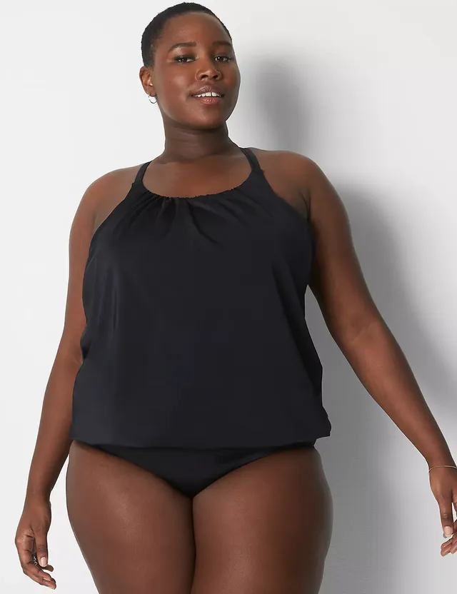 Lane Bryant Shimmer High-Neck Swim Tankini Top with Built-In No
