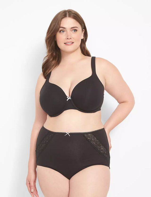 Lane Bryant Level 3 Contouring High-Waist Brief With Lace Inserts 14/16  Black