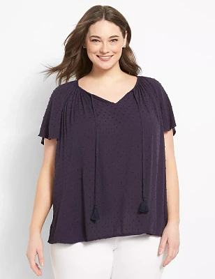 Classic Short-Sleeve Split-Neck Top