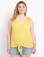 Classic Button-Front Tank With Tie-Hem