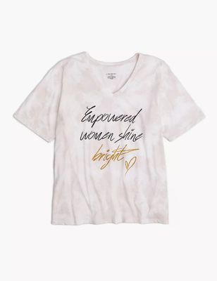 Classic Perfect Sleeve V-Neck Empowered Women Shine Bright Graphic Tee