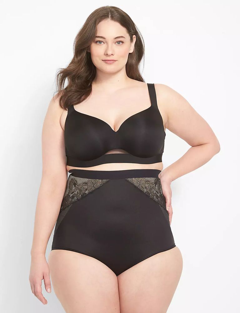 Lane Bryant Level 3 Contouring High-Waist Brief With Lace Inserts