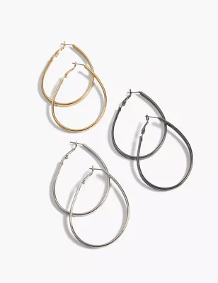 Hoop Earrings 3-Pack - Large Oval
