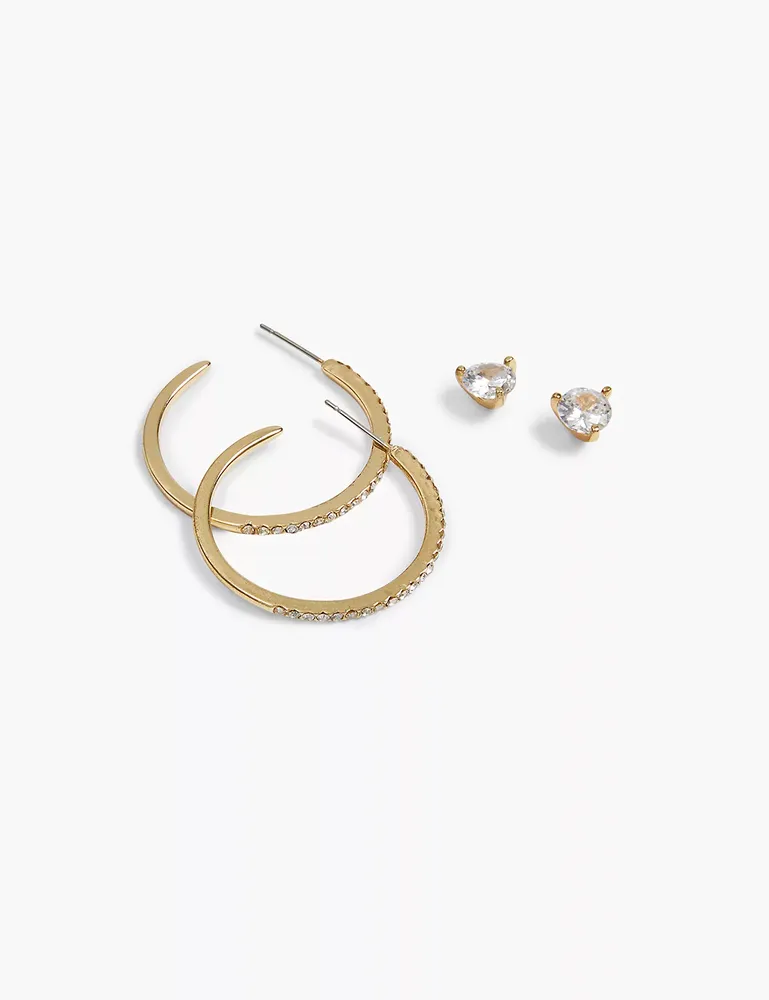 Stud & Hoop Earrings 2-Pack