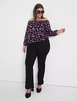 Relaxed Long-Sleeve Off-The-Shoulder Cropped Top