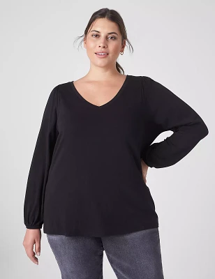 Classic Blouson-Sleeve V-Neck Tee