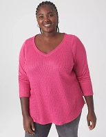 Classic V-Neck Waffle Knit Tunic