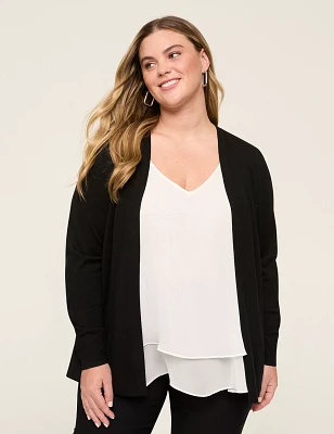 Modern Long-Sleeve Open-Front Cardigan