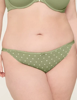Cotton Stretch Lace-Back String Bikini Panty
