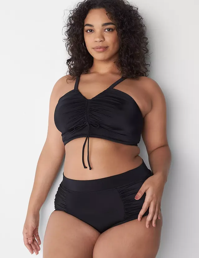 Lane Bryant Shimmer High-Neck Swim Tankini Top with Built-In No
