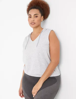 LIVI Crop V-Neck French Terry Hoodie