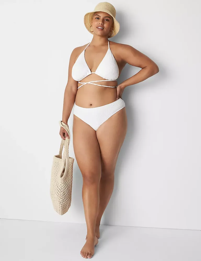 Lane Bryant No-Wire Crinkle Wrap String Bikini Top Bright White