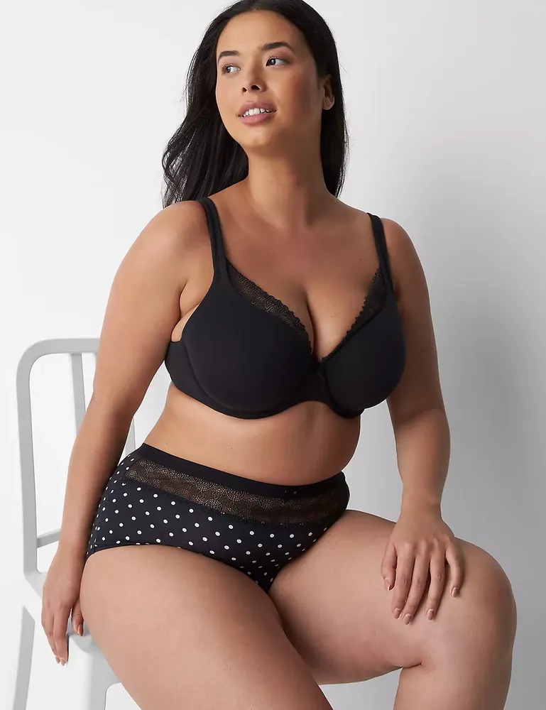 Cacique Bra Full Coverage Cotton Lightly Lined Underwire Lane Bryant Black  44H