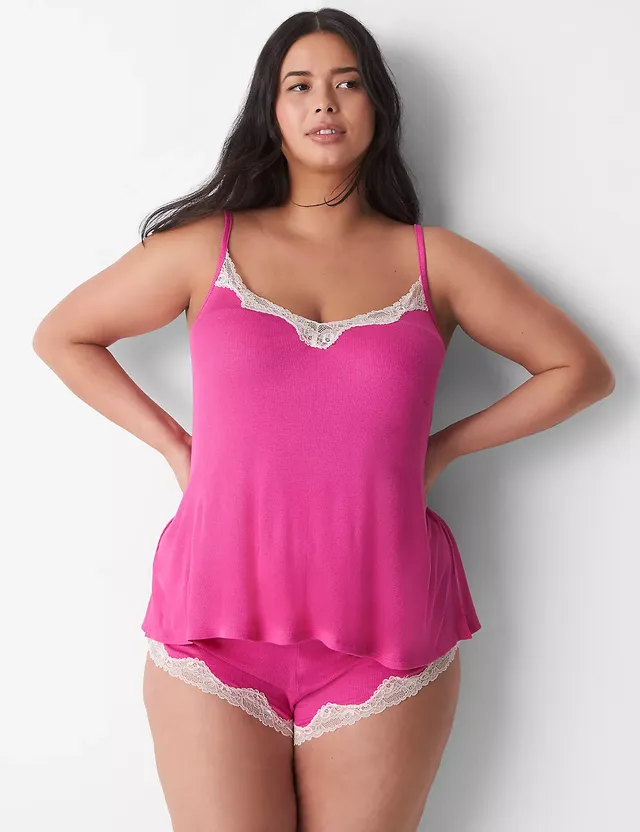 Lane Bryant Drapey Rib Sleep Cheeky Shortie / Fuchsia