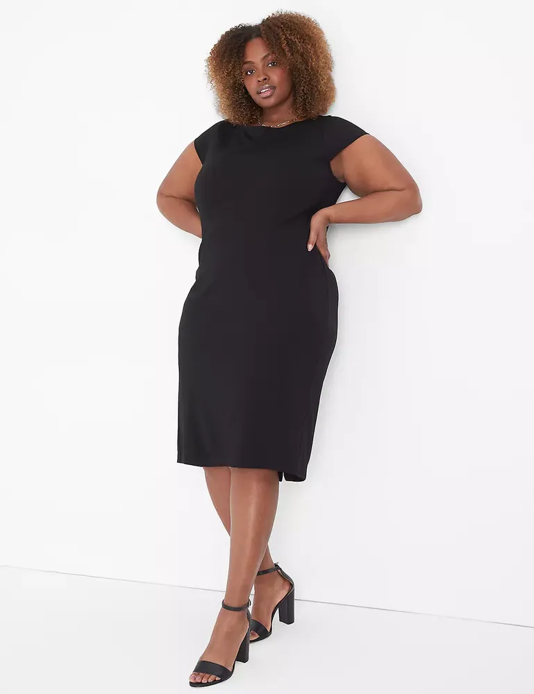 Lane Bryant Cap-Sleeve Boatneck Sheath Dress Black