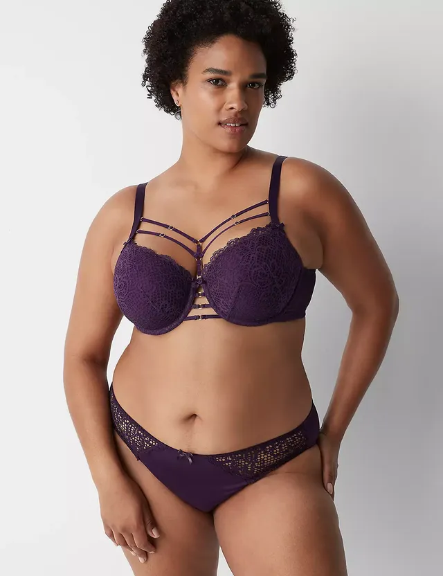 Lane Bryant Lace Unlined Full Coverage Bra 50DDD Blue Nights