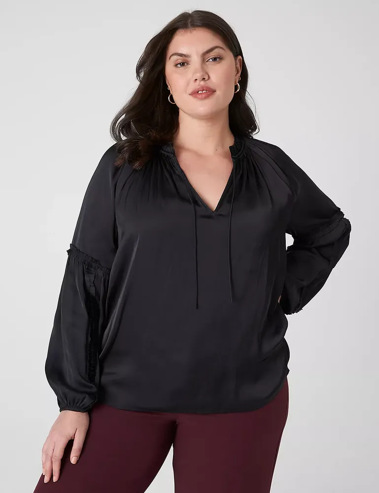 LANE BRYANT Woman's Plus size 18/20 Black Long Sleeve Top with Top