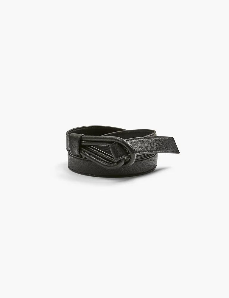 Round Buckle Faux Leather Belt