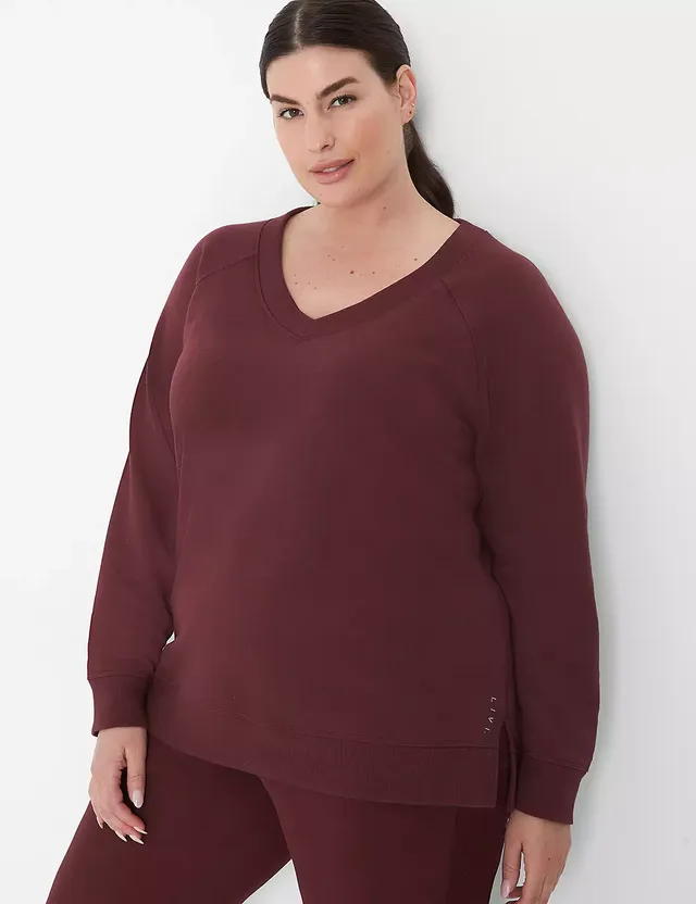 Lane Bryant Livi French Terry Zip-Front Hoodie / Red