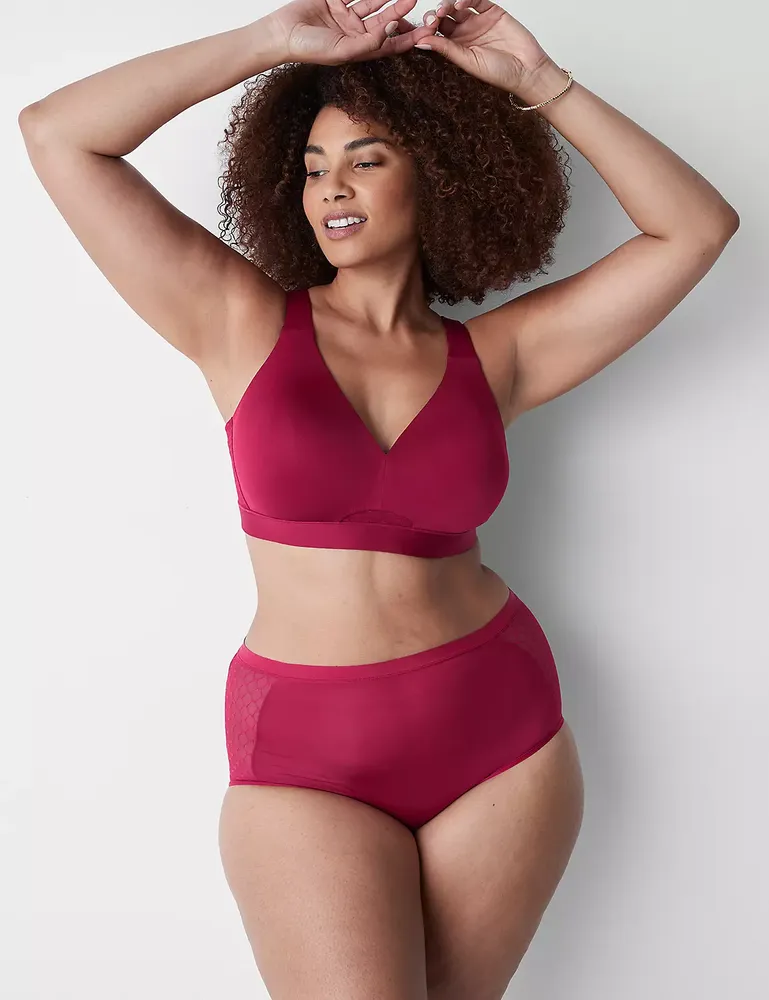 Lane Bryant No-Show Full Brief Panty With Lace / Beet Red