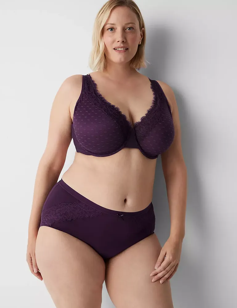 Lane Bryant No-Show Full Brief Panty With Lace / Plume Purple