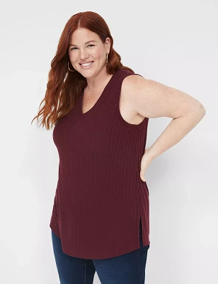 V-Neck Tunic Rib Tank