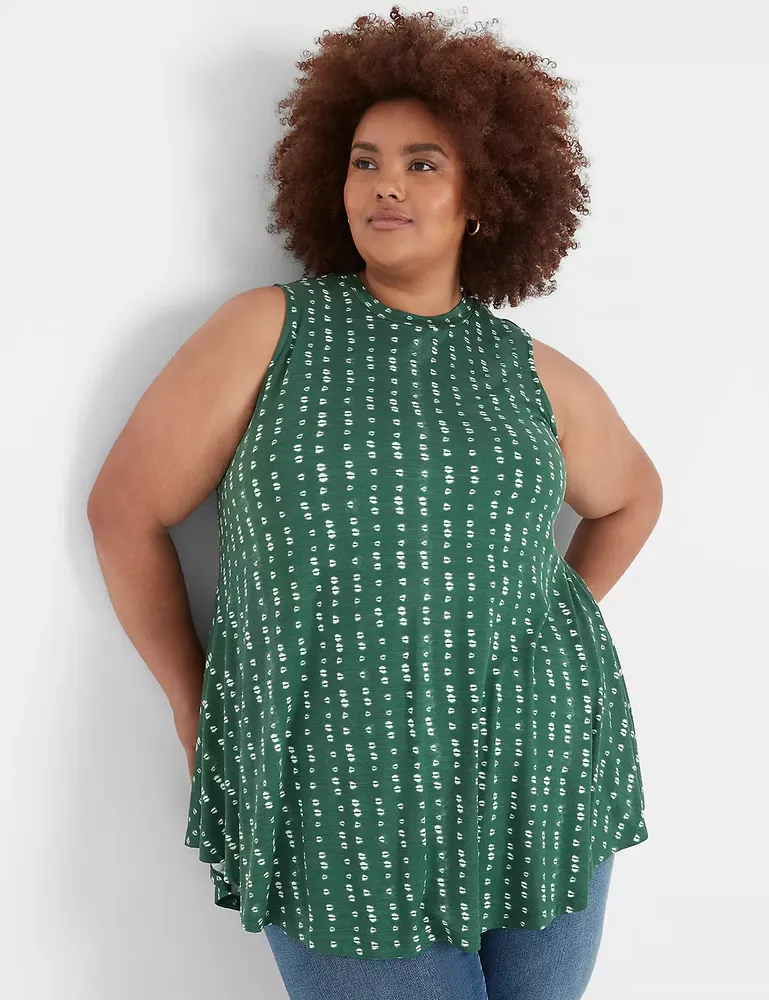 Lane Bryant High-Neck Extreme Swing Tunic Tank 14/16 Dark Green