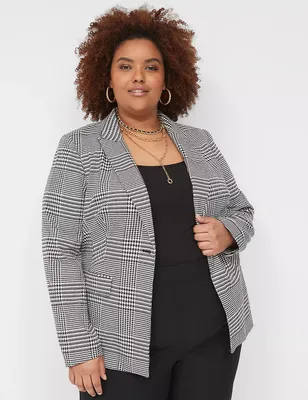 Lane Bryant Perfect Drape Collarless Long Blazer Black