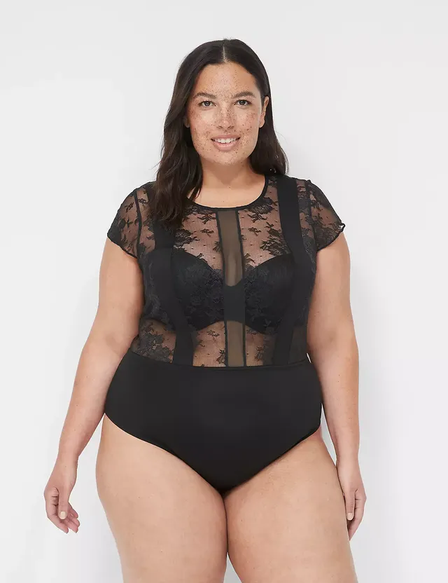 Lane Bryant Glitter Knit Bodysuit / Black