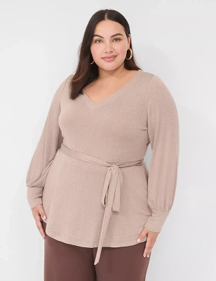 Blouson-Sleeve Belted Tunic