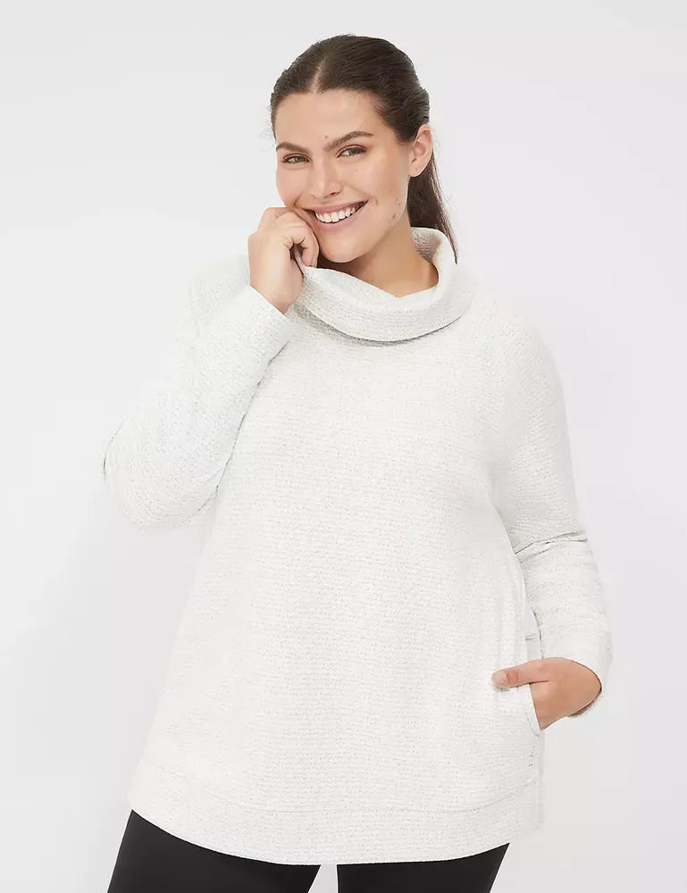 Textured Pullover with Cowl Neck