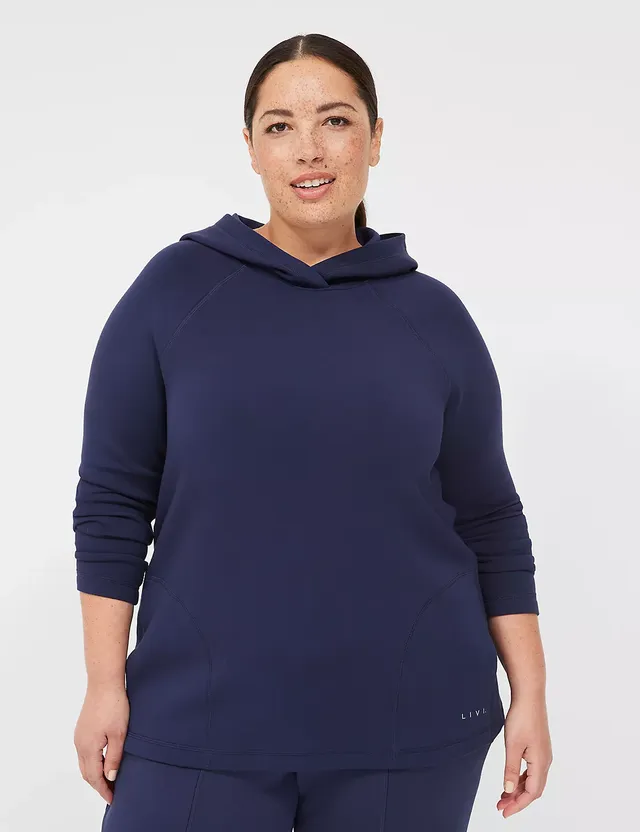 Lane Bryant Journey Oversized Double-Breasted Scuba Jacket Light Grey