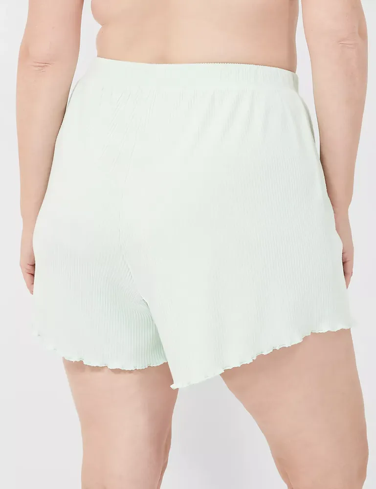 Lane Bryant Brushed Rib Lettuce-Hem Sleep Short / Light Green