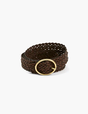 Braided Faux-Leather Oval Ring Versatile Belt