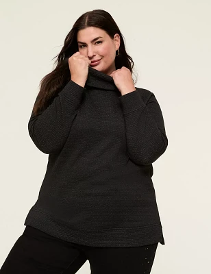 Relaxed Cowlneck Textured Pullover Top