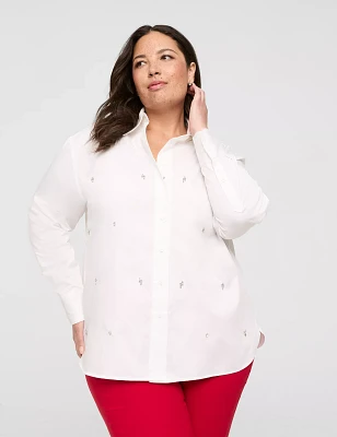 Embellished Relaxed Button-Down Shirt