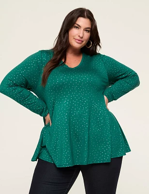 Swing Metallic Dot V-Neck Tee
