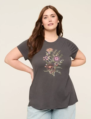 Beaded Embroidery Flowers Graphic Tee