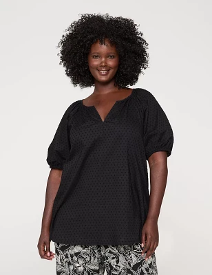 Clip Dot & Knit Peasant Top