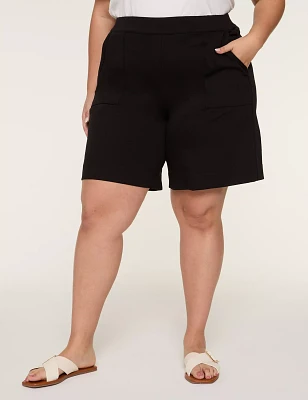 Pull-On Ponte Wide Leg Trouser Shorts