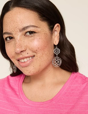 Silvertone Filigree Drop Earrings