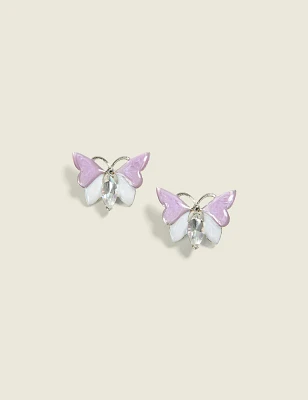 Purple Resin Butterfly Stud Earrings