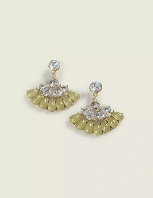 Green Fan Drop Earring