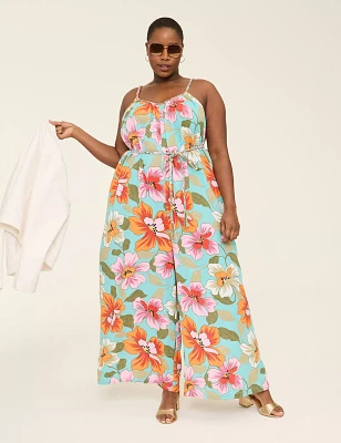 Gauze Braided-Detail Wide Leg Jumpsuit