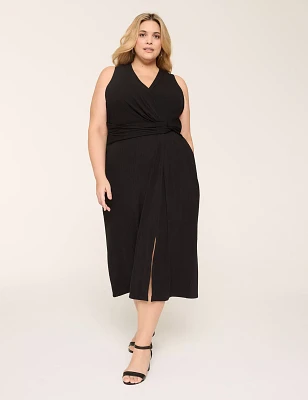 Sleeveless V-Neck Twist-Front Midi Dress