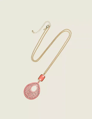 Coral Filigree Pendant Necklace