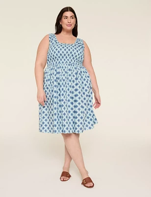 Sleeveless Smocked-Bodice Dress